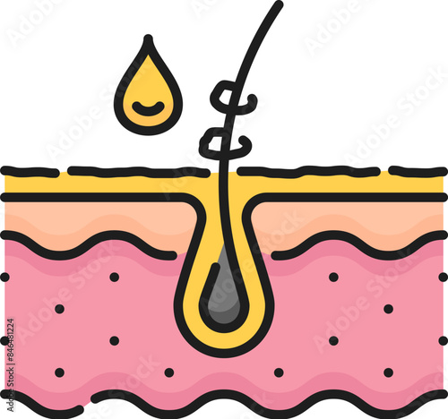 Greasy hair treatment, hair care linear color icon. Spa salon treatment product linear symbol, haircare cosmetology styling and grow or hair health bathroom cosmetics outline vector sign or icon