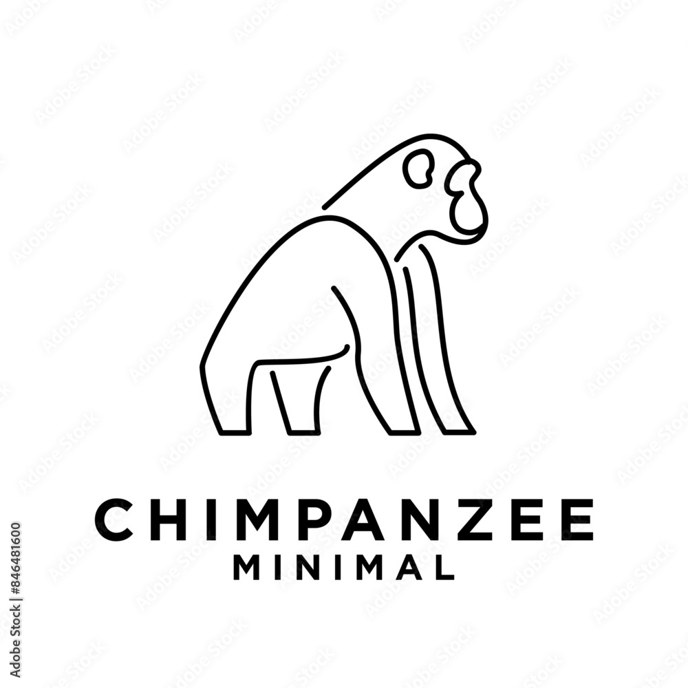 Obraz premium Chimpanzee Line Logo icon design illustration