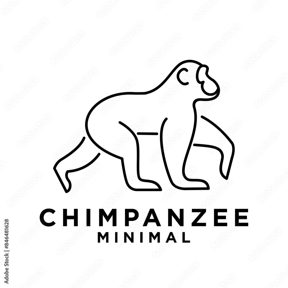 Chimpanzee Line Logo icon design illustration