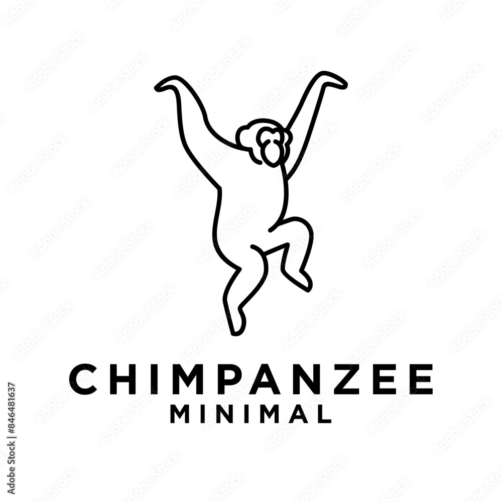 Naklejka premium Chimpanzee Line Logo icon design illustration
