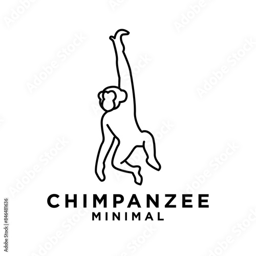 Chimpanzee Line Logo icon design illustration