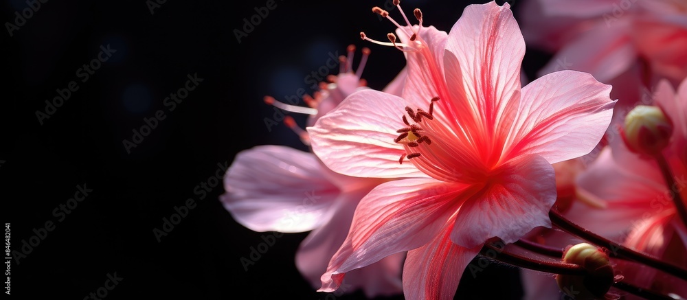 Garden flower from the Lecythidaceae family captured in a close up copy space image