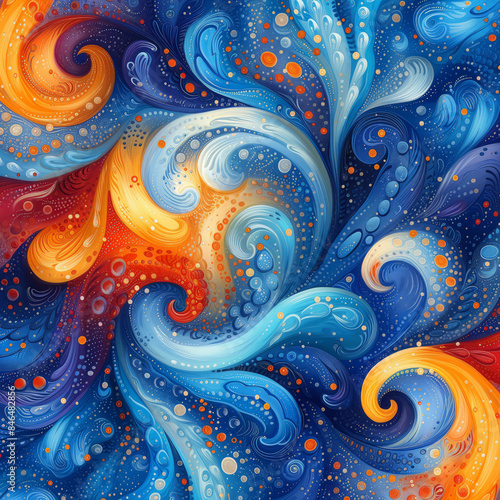 Abstract Vibrant Swirling Pattern with Blue and Orange Hues