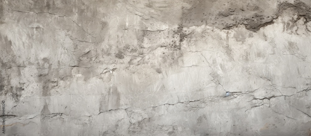 Obraz premium Grunge background featuring a white cement wall displaying a rock on its textured surface Perfect for a copy space image