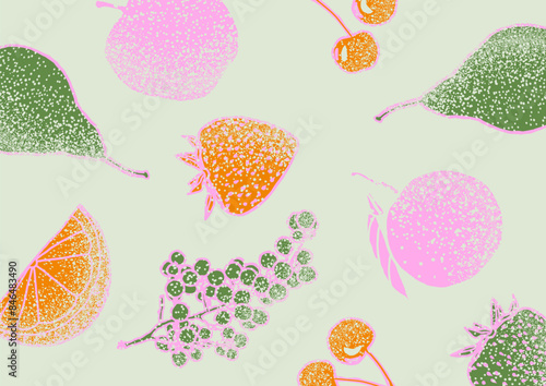 Fruits sketch hand-drawn illustration with spray texture