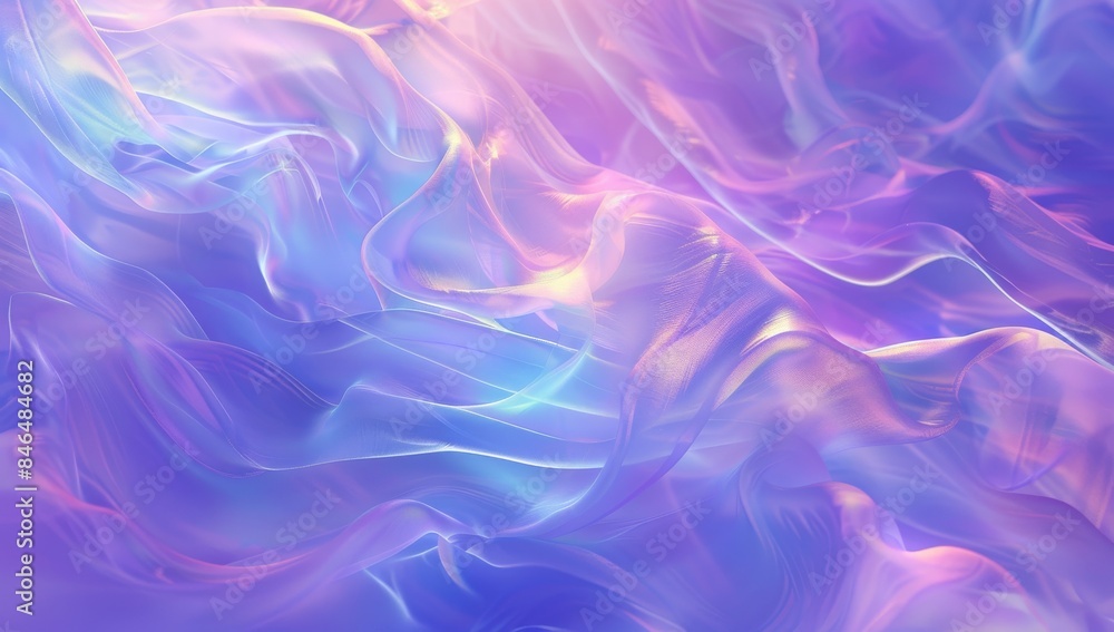 Obraz premium Ethereal Holographic Background, pastel purple and blue, soft lighting, flowing shapes, digital art style