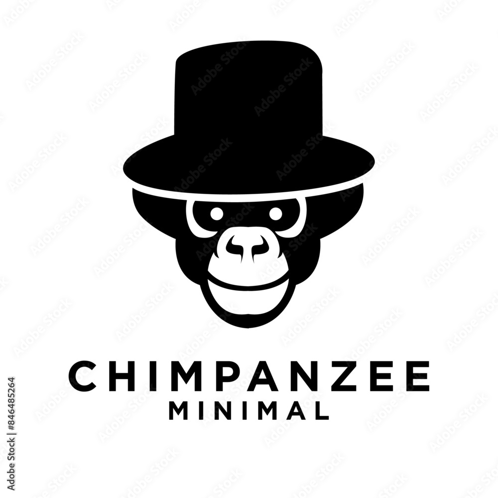 Head Chimpanzee Logo icon design illustration
