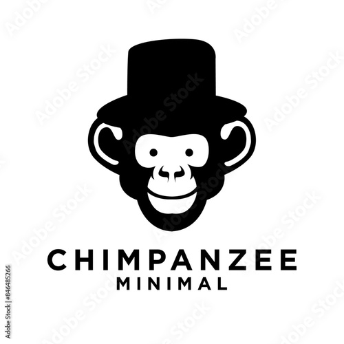 Head Chimpanzee Logo icon design illustration