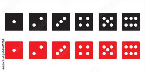 Game dice icon set simple design