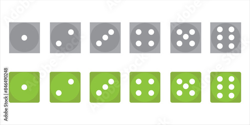 Game dice set isolated on transparent background. Set of dice in flat and linear design from one to six. Traditional game die with marked with different numbers of dots . vector illustration