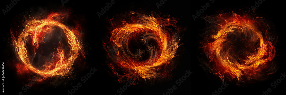 A swirling ring of fire, with vibrant flames, fireball A swirling ring of fire, with vibrant flames, fireball