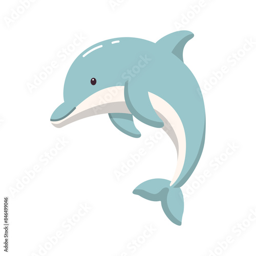 Dolphin animal. Ocean aquatic animal dolphin. Cartoon vector illustration isolated on white background.