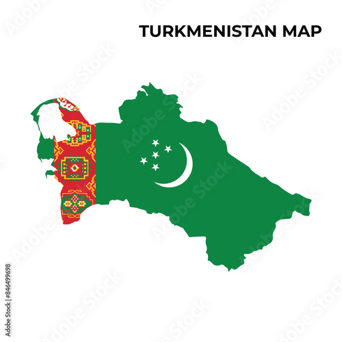 Turkmenistan flag map vector design illustration.