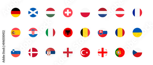 Euro 2024 Germany. European football tournament group qualified flag country.