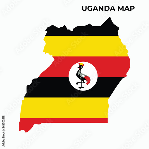 Flag map vector design illustrtion of Uganda.