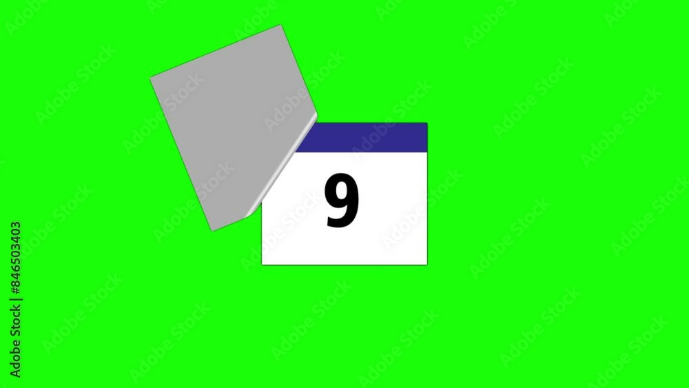 Calendar tearing pages 1 to 31 motion graphic animation loop,green screen Calendar tearing pages 1 to 31 motion graphic animation loop,green screen