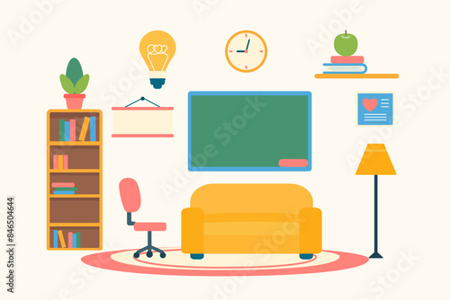 Modern Cozy school Office flat Illustration