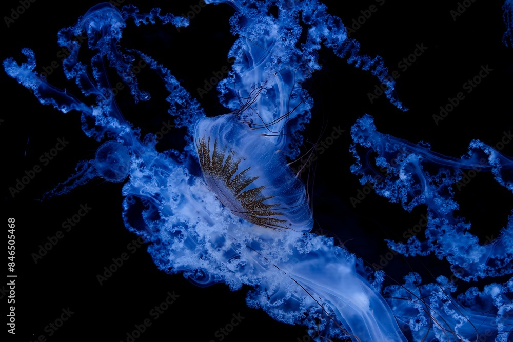 Obraz premium Close-up of jellyfish swimming gracefully in water