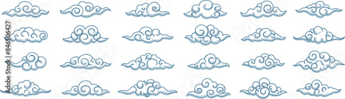 White oriental cartoon clouds