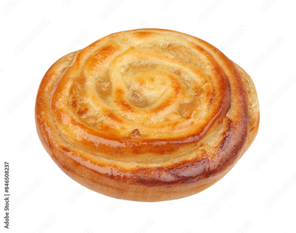 Aromatic cinnamon roll on white Aromatic cinnamon roll on white