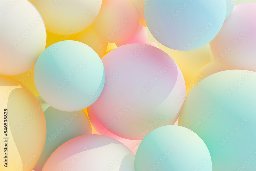 A dreamy cluster of soft, pastel-colored balloons floating together, blending seamlessly to create a serene and ethereal atmosphere.