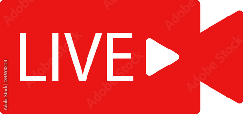 Live streaming icon . Live broadcast video broadcasting icon. Red button sign for news, shows, video, TV, movies. Vector illustration .