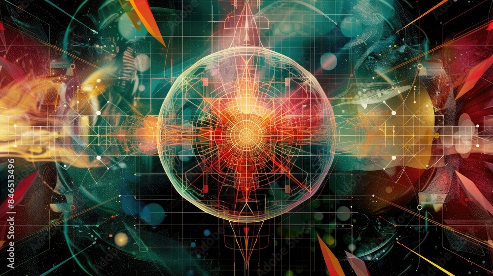 Obraz premium Artistic radar chart with vivid colors and unique design elements