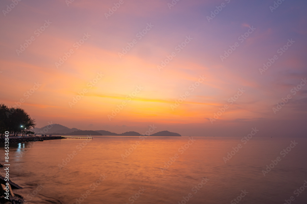 Nature beautiful Light Sunset or sunrise over sea, Colorful dramatic majestic scenery Sky with Amazing clouds and waves in sunset sky Nature beautiful Light Sunset or sunrise over sea, Colorful dramatic majestic scenery Sky with Amazing clouds and waves in sunset sky