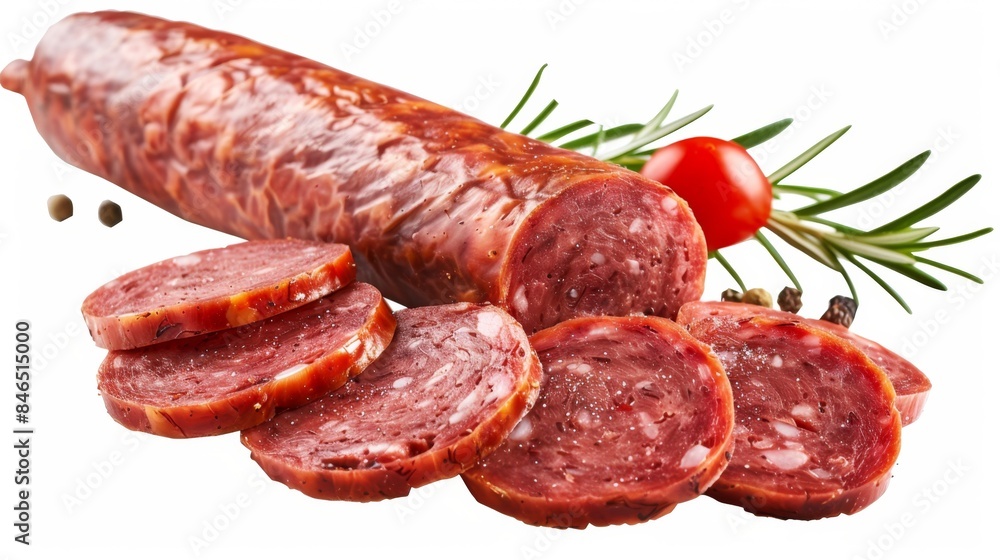 Sliced Salami with Herbs and Spices - Generative AI Sliced Salami with Herbs and Spices - Generative AI