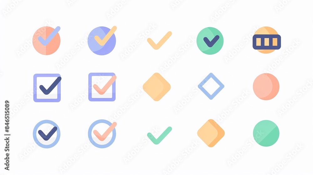 Set di icone del segno di spunta di vari colori