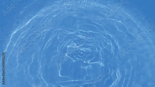 Blue water with ripples on the surface. Defocus blurred transparent blue colored clear calm water surface texture with splashes and bubbles. Water waves with shining pattern texture background.