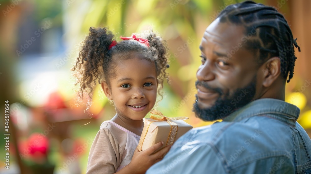 Playful African American Father and Daughter Outdoors Playful African American Father and Daughter Outdoors