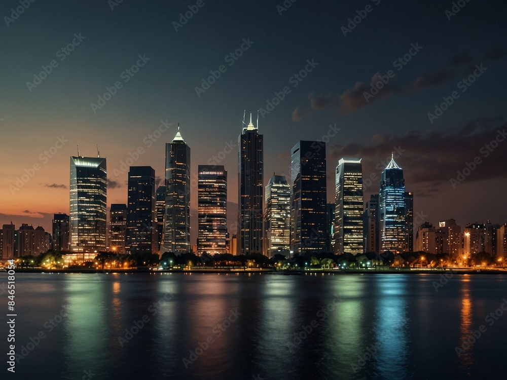 city skyline at night city skyline at night