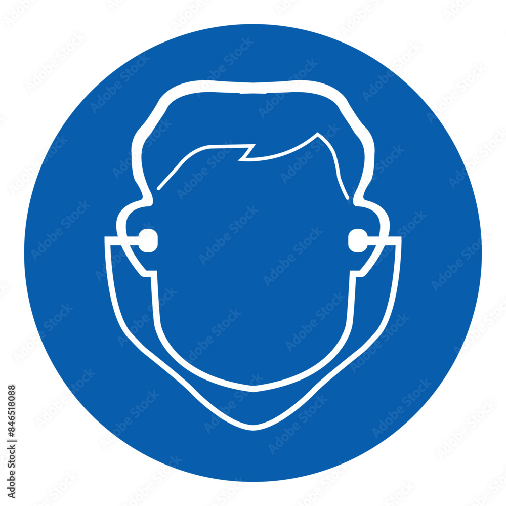ISO mandatory safety signs ear plug must be worn symbol and pictogram only size 1 x 1 round shape ISO mandatory safety signs ear plug must be worn symbol and pictogram only size 1 x 1 round shape