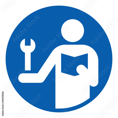 ISO mandatory safety signs consult service manual symbol and pictogram only size 1 x 1 round shape