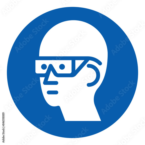 ISO mandatory safety signs eye protection required symbol and pictogram only size 1 x 1 round shape