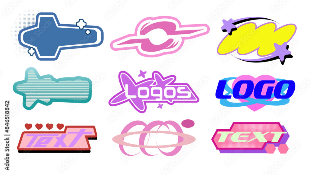 Obraz premium Set of Y2K logo element 
