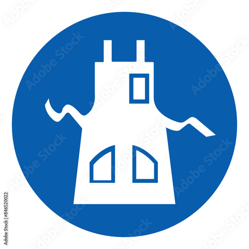 ISO mandatory safety signs wear body protection apron symbol and pictogram only size 1 x 1 round shape