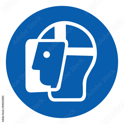 ISO mandatory safety signs wear face shield symbol and pictogram only size 1 x 1 round shape
