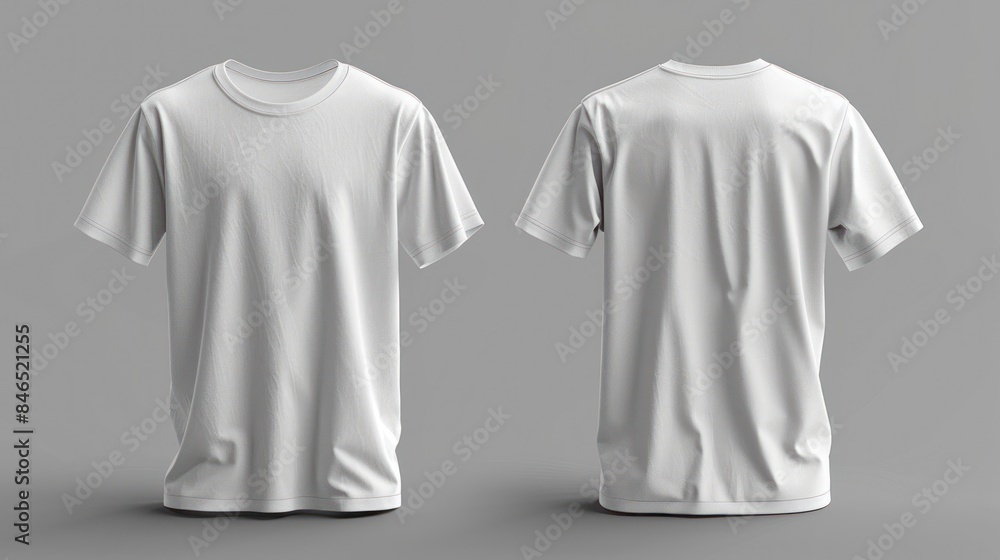 A simple white t-shirt, shown from both the front and back, ready for customization A simple white t-shirt, shown from both the front and back, ready for customization