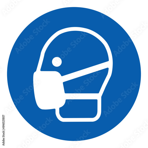 ISO mandatory safety signs wear mask symbol and pictogram only size 1 x 1 round shape