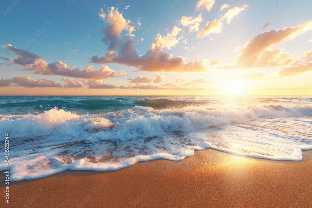 The beach and waves at sunset The beach and waves at sunset