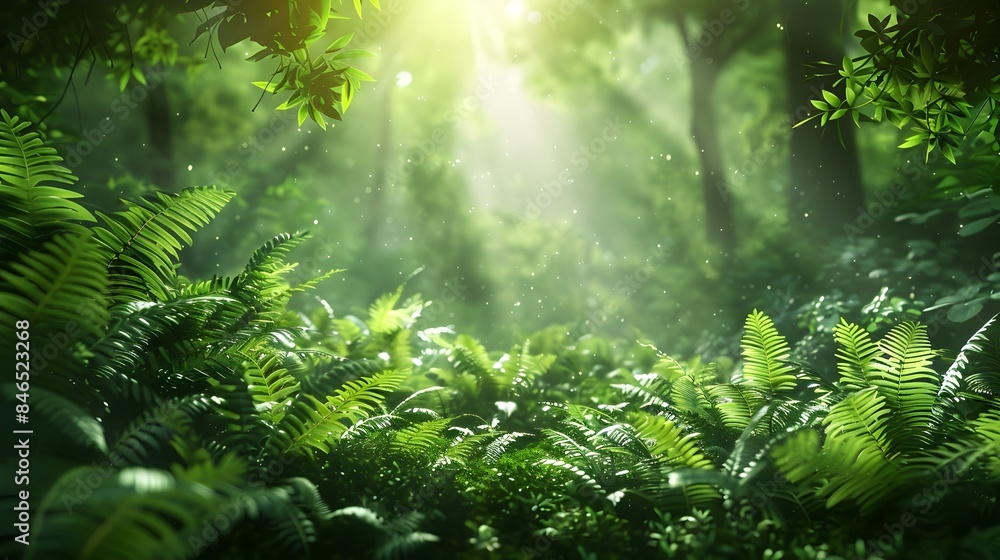 Lush and Vibrant Spring Forest Landscape in Digital 3D Rendering Lush and Vibrant Spring Forest Landscape in Digital 3D Rendering