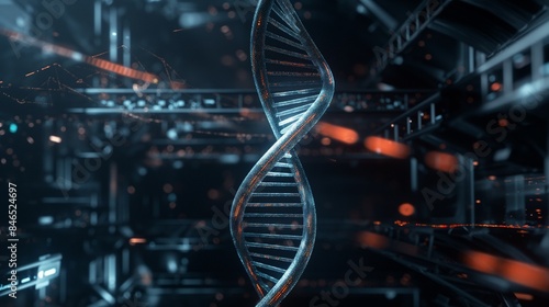 Wallpaper Mural An advanced genetic engineering technology represented by a three-dimensional illustration of a DNA helix against a futuristic backdrop Torontodigital.ca