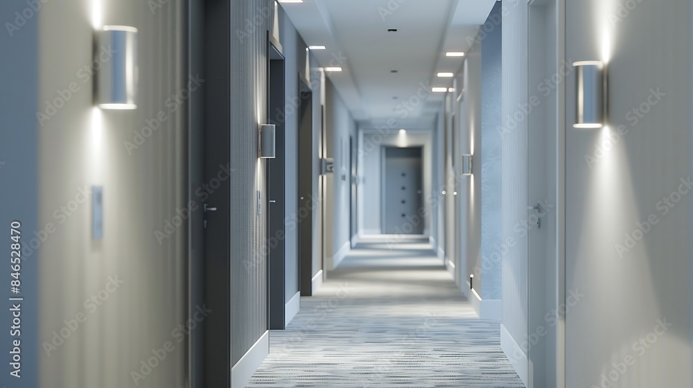 Rows of room door in the modern hotel hallway Rows of room door in the modern hotel hallway