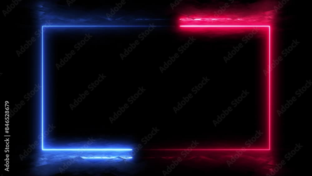 Bright, glowing, neon frame. Template for poster, photo or advertising. Seamless looping animation with free space in the middle. Bright, glowing, neon frame. Template for poster, photo or advertising. Seamless looping animation with free space in the middle.