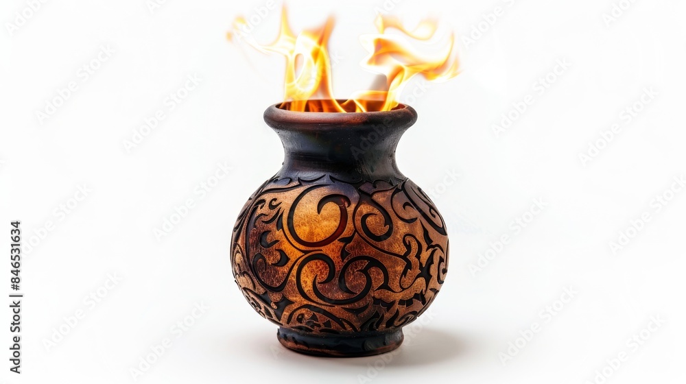 custom made wallpaper toronto digitalburning vintage ornate vase isolated on white background. burning fire object concept for designer