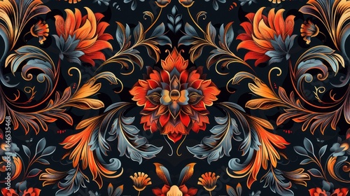 Floral Damask ornament in a seamless Paisley pattern