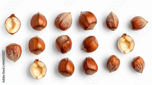 Wallpaper Mural Hazelnuts Isolated on White Background, Generative AI Torontodigital.ca