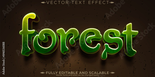 Forest text effect, editable woods and nature customizable font style.